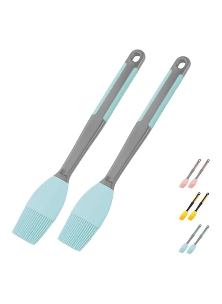 Silicone Pastry Basting Brush - 2Pcs Extra Long Silicone Basting Brush for Grilling,2.2inch Wide Heat Resistant Brushes Spread Oil Butter Sauce Marinade for Cooking Baking BBQ(Blue 2)