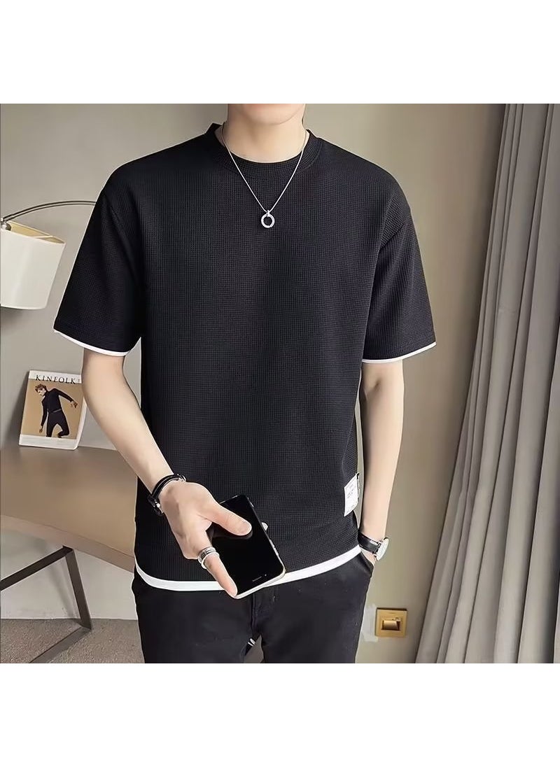 2023 Summer Mens Fashion Loose Tee Black