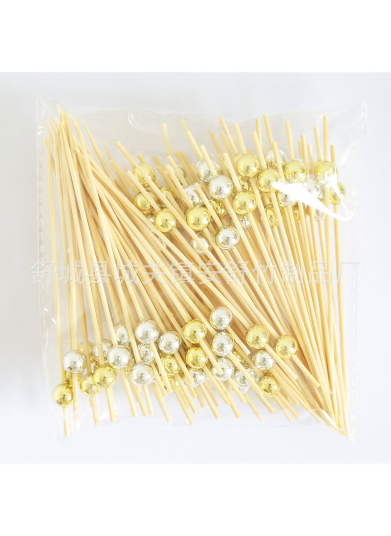 100pcs 12CM Gold Silver Pearl SkewersGold and silver Gold and silver