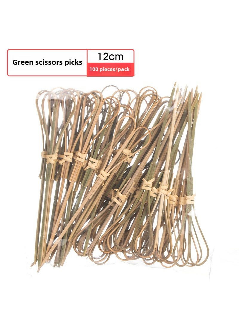 1 x 5 pcs Mini Candied Hawthorn Bamboo Sticks 12cm green peel scissors stick (100 pieces)