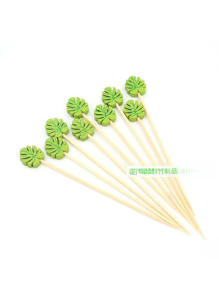 1 x 5 pcs 100 Bamboo Fruit Picks Cocktail Skewers Round leaves