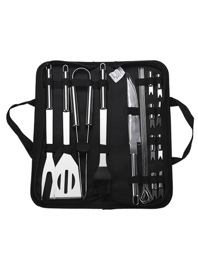 Cooking Food Grill Tool Set With Storage Case Silver/Black