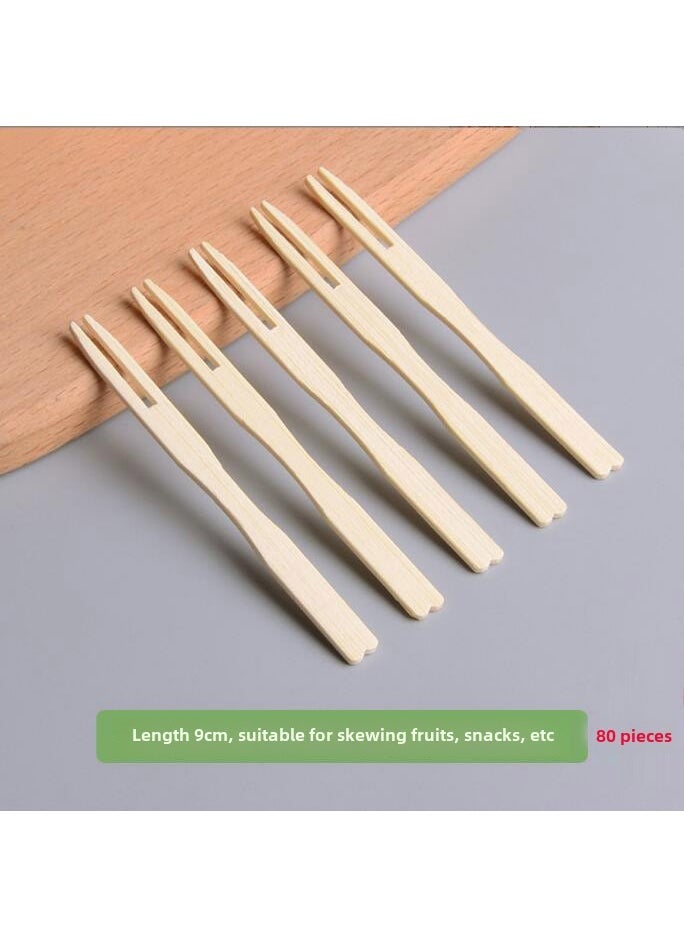 1 x 5 pcs Mini Candied Hawthorn Bamboo Sticks Simple fruit fork (80 pieces)