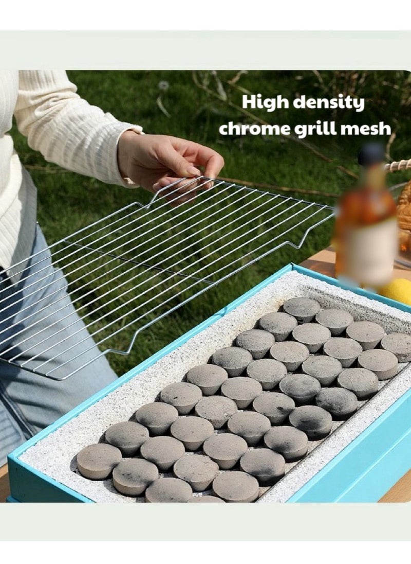 Disposable portable grills, outdoor camping grills, no-wash grills with quick-burning fruit charcoal, suitable for family/desert barbecues, support 4-6 people, 90-120 minutes of burning time