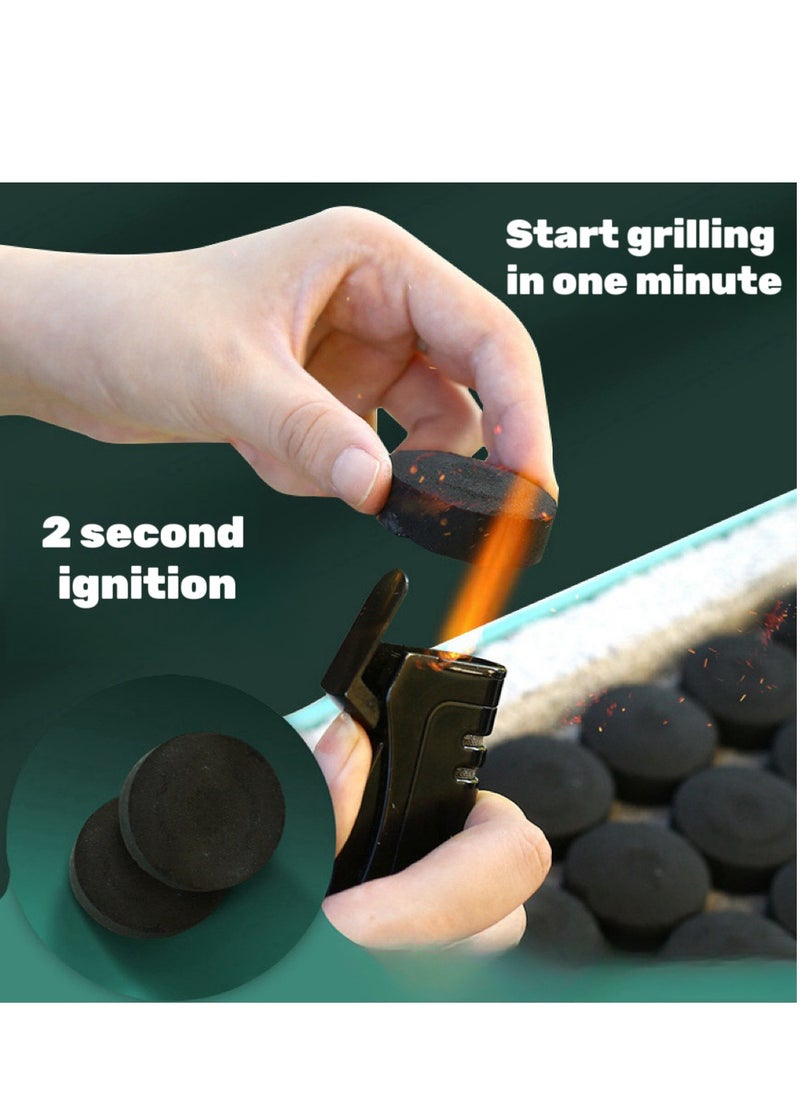 Disposable portable grills, outdoor camping grills, no-wash grills with quick-burning fruit charcoal, suitable for family/desert barbecues, support 4-6 people, 90-120 minutes of burning time