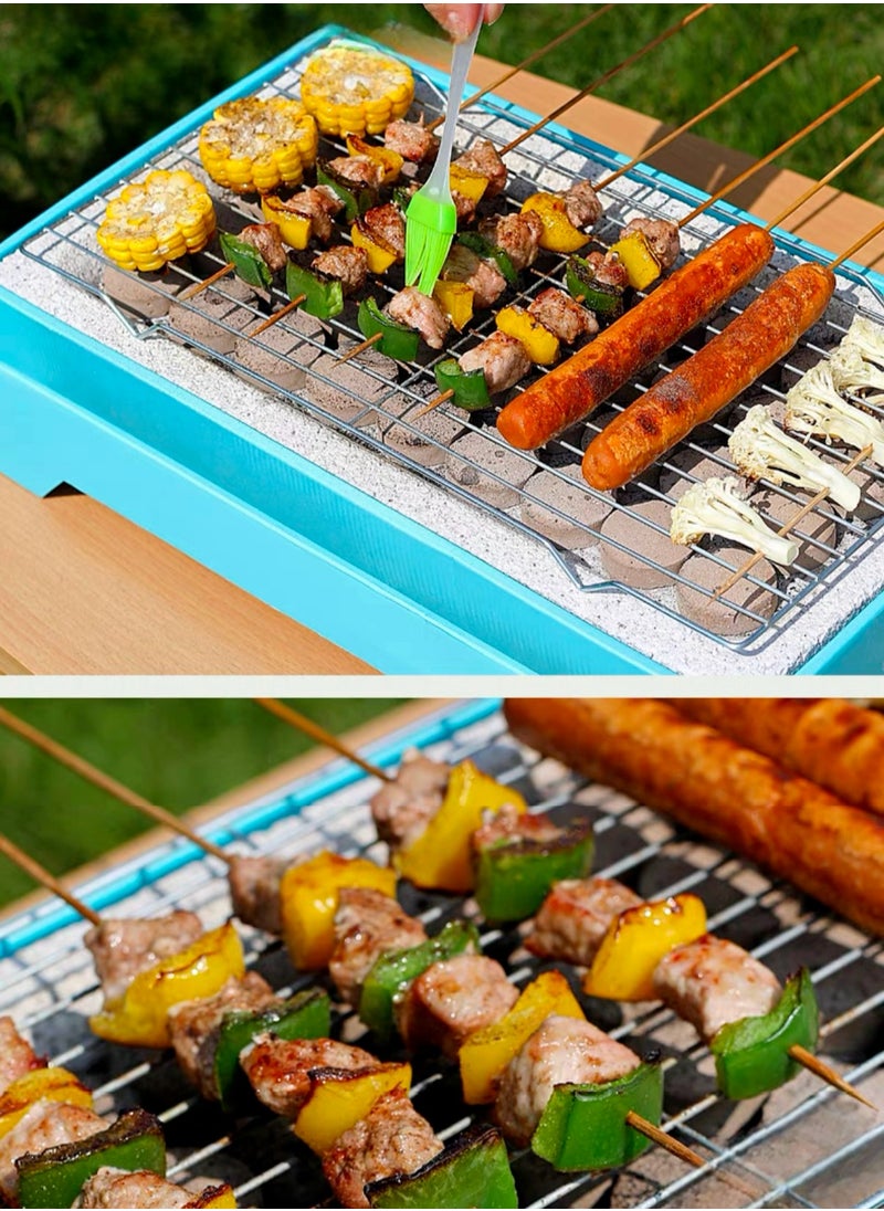 Disposable portable grills, outdoor camping grills, no-wash grills with quick-burning fruit charcoal, suitable for family/desert barbecues, support 4-6 people, 90-120 minutes of burning time