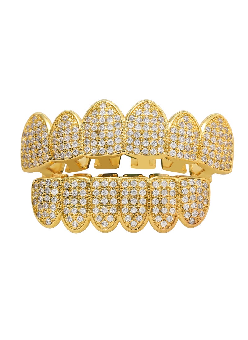 Hip Hop Grillz Six Teeth Zirconia Dental Costume Gold suit