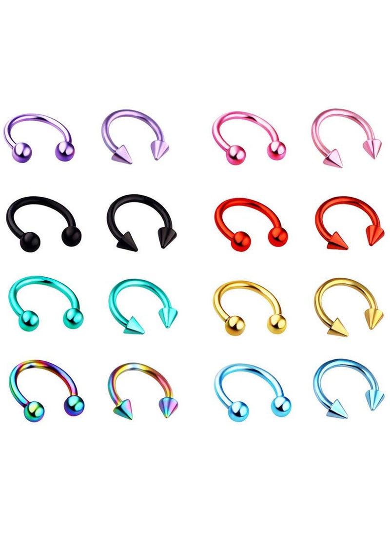 1 x 5 pcs 16-Piece Piercing Jewelry Set Stainless Steel Nose ring mixed color 16/bag