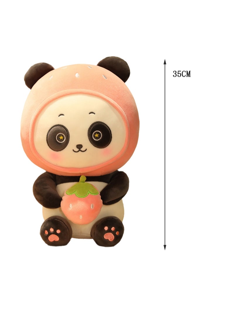 35 CM Cute Panda Plush Toy Soft Stuffed Cartoon Animal Doll For Girls And Boys All Ages Gift（Pink）