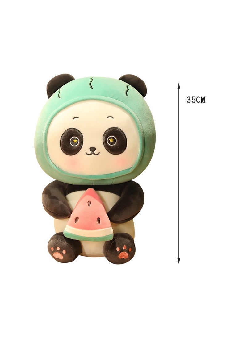 35 CM Cute Panda Plush Toy Soft Stuffed Cartoon Animal Doll For Girls And Boys All Ages Gift（Green）