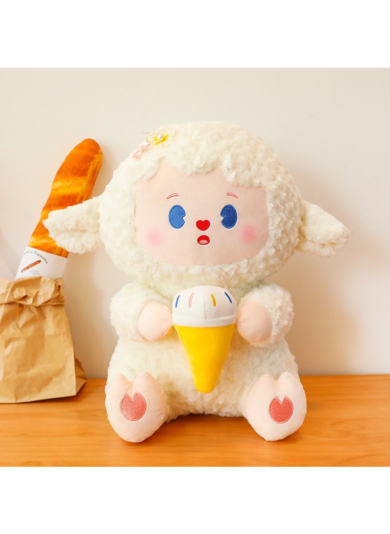 23 CM Cute Ice Cream Lamb Plush Toy Soft Stuffed Cartoon Animal Doll For Girls And Boys All Ages Gift