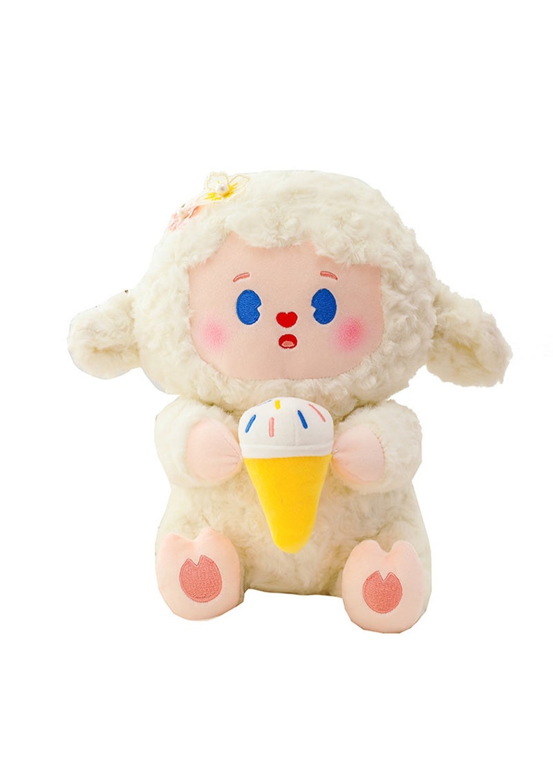 23 CM Cute Ice Cream Lamb Plush Toy Soft Stuffed Cartoon Animal Doll For Girls And Boys All Ages Gift