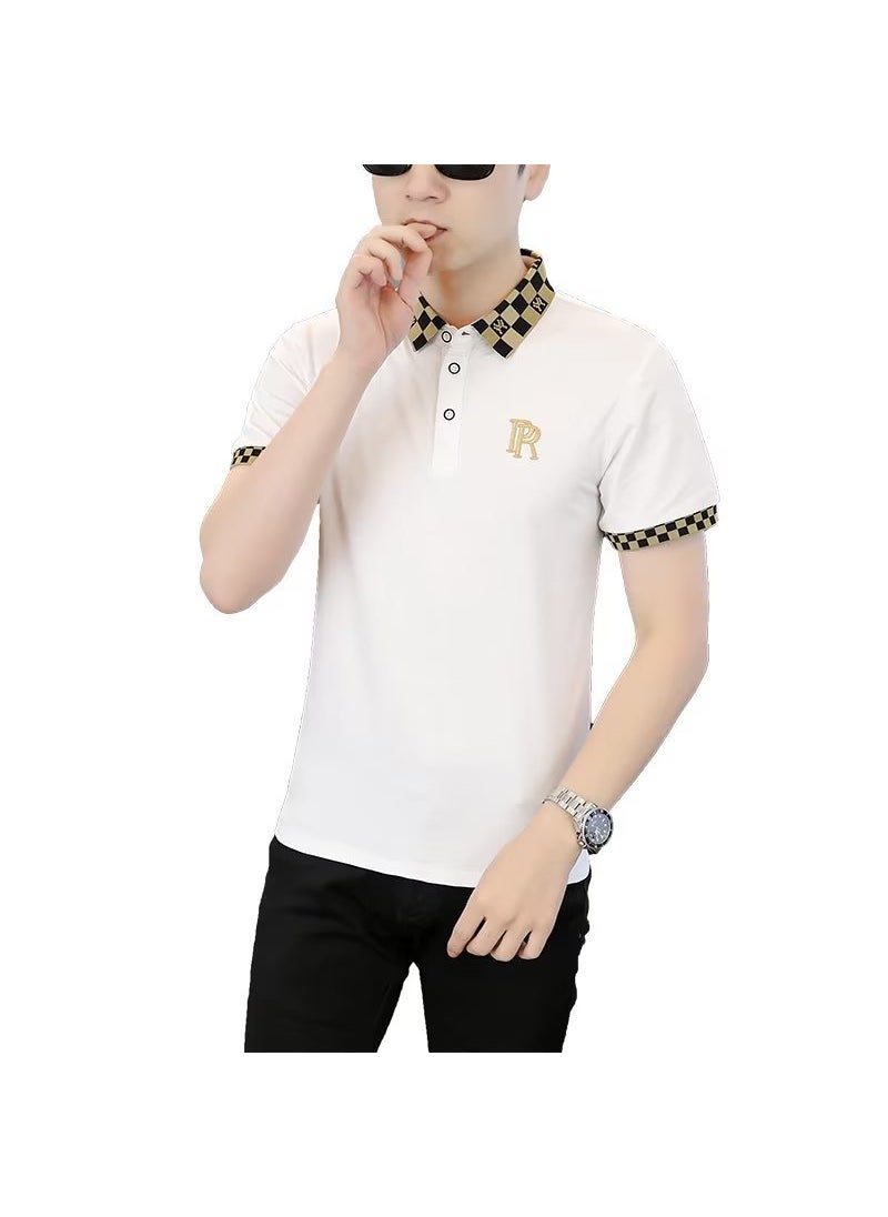 Summer Mens Polo Shirt Casual Business Tee White