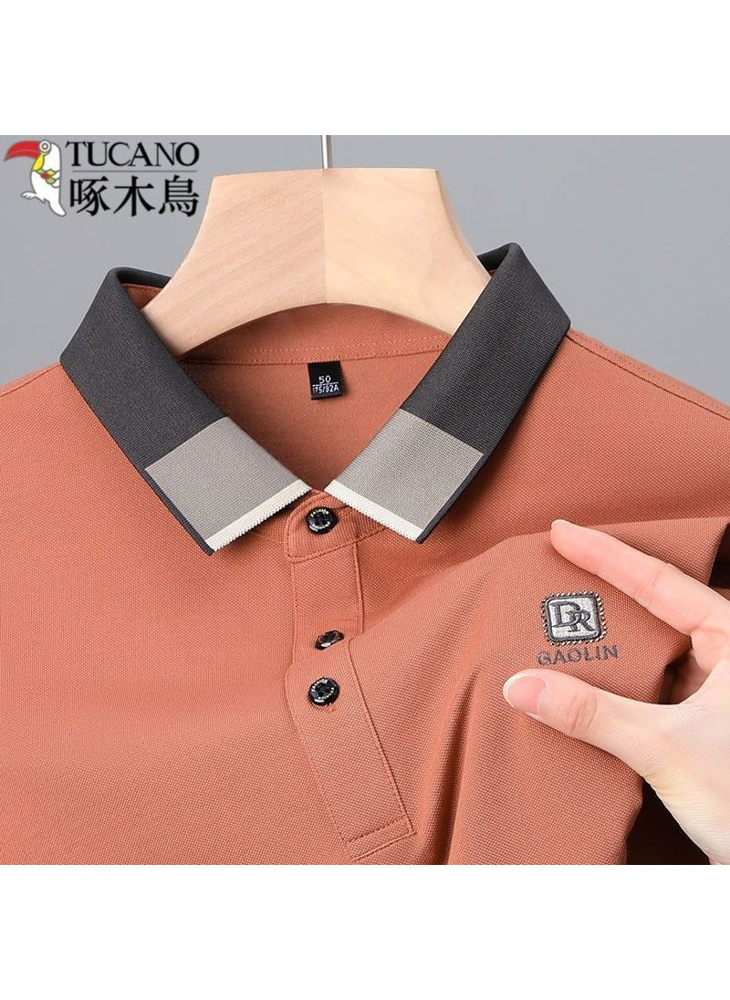 Summer Mens Stylish Polo Shirt Comfortable Loose Fit Z1 Orange