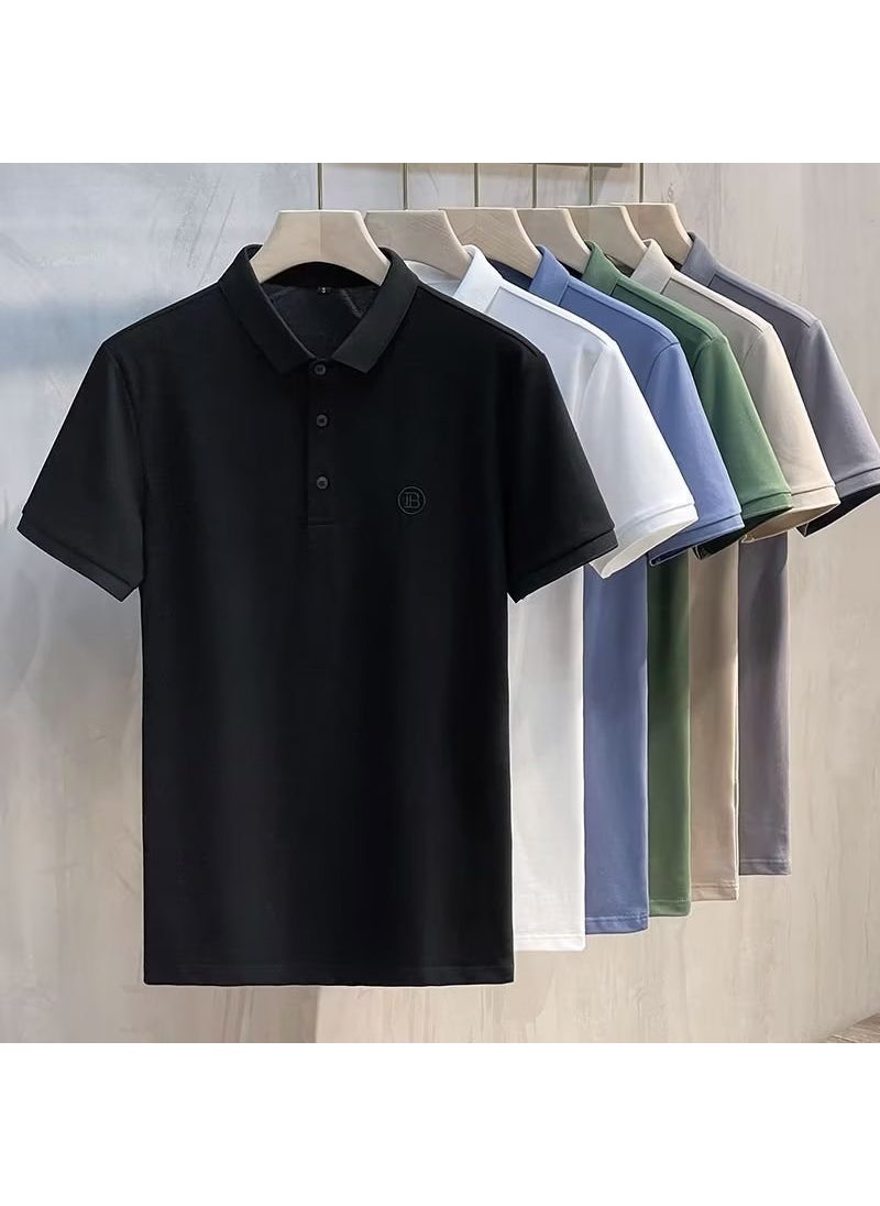 Summer Mens Casual Polo Shirt Black