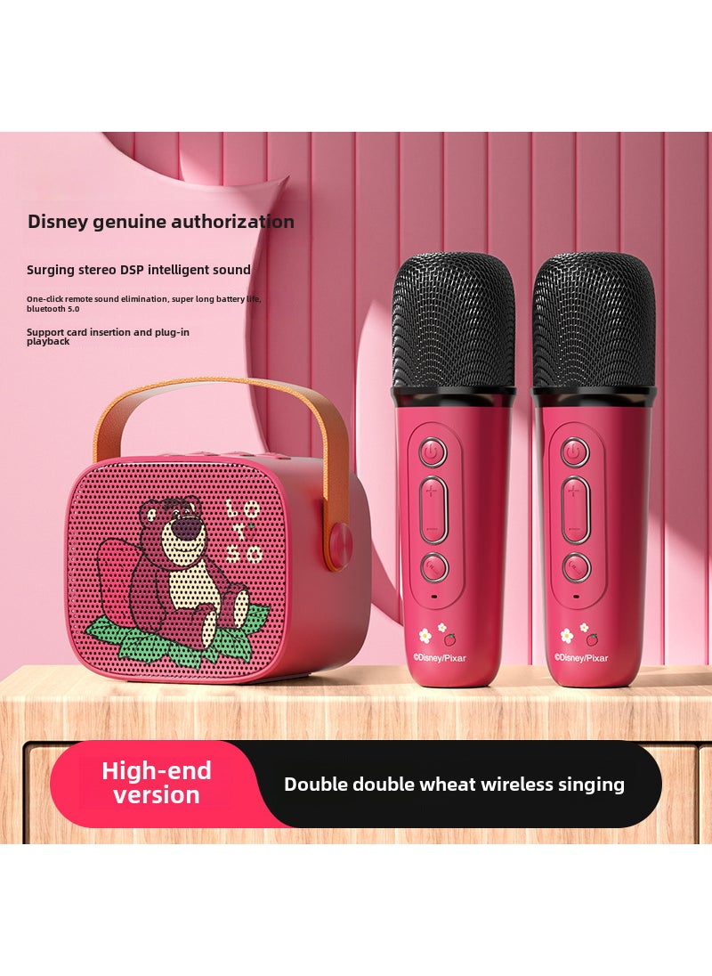 Disney Kids Bluetooth Karaoke Microphone Speaker TDA2 strawberry bear [one drag two]]