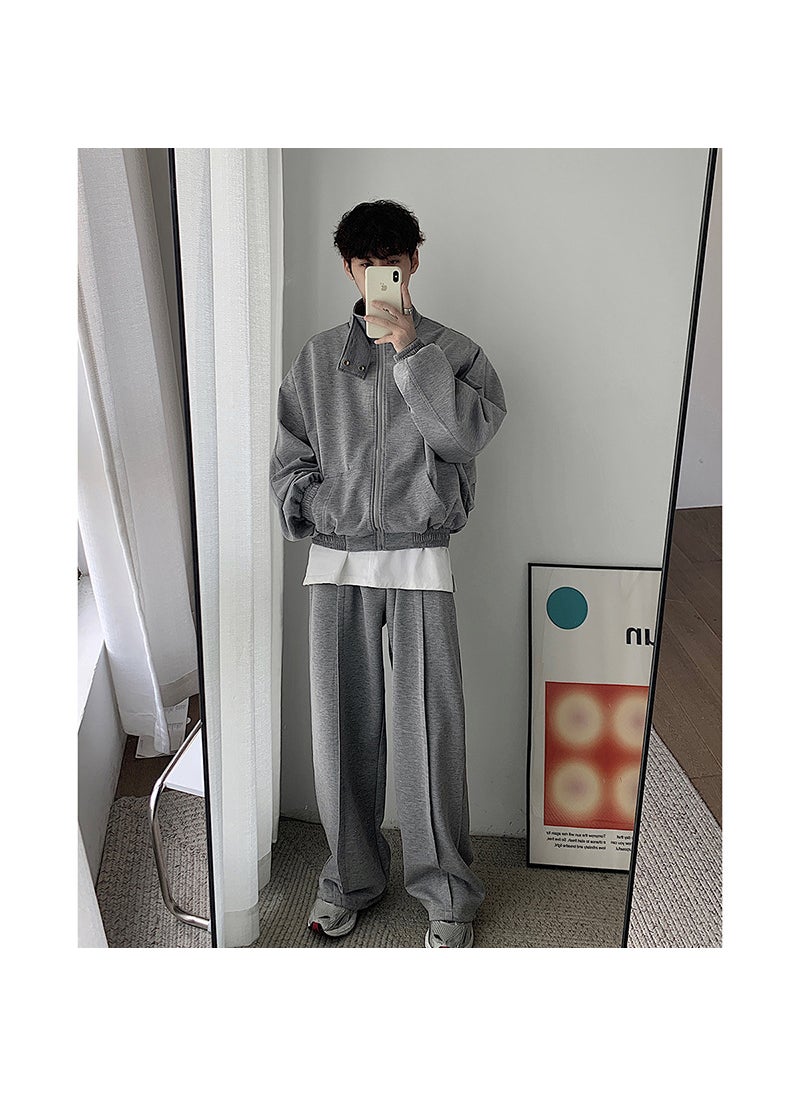 Korean Casual Matching Sweatshirt Set Men Spring 2023 Black