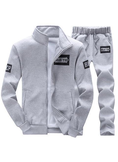 Mens Trendy Sweatshirt Casual Set Spring Autumn light gray