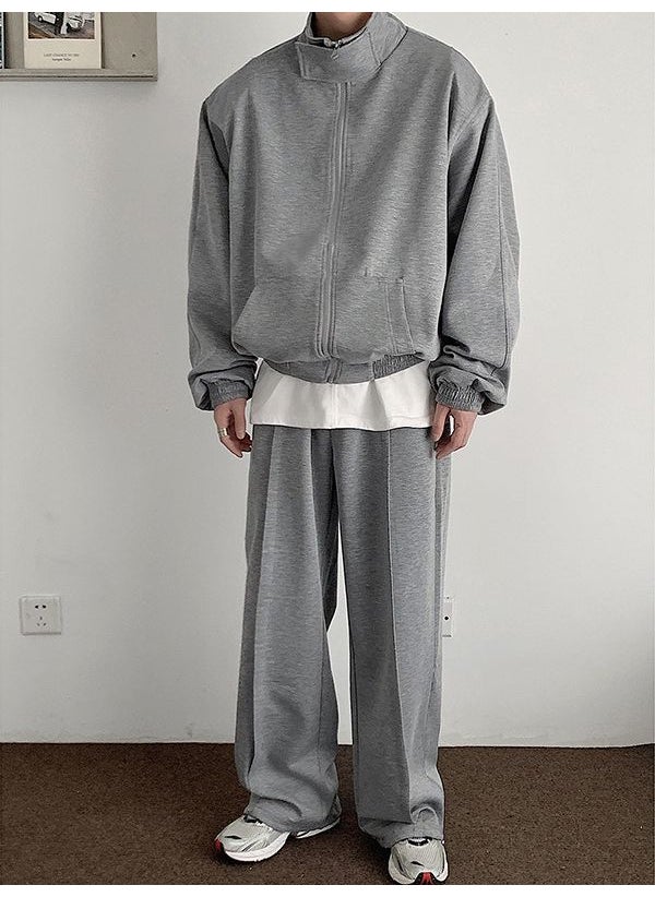 Korean Casual Matching Sweatshirt Set Men Spring 2023 Gray