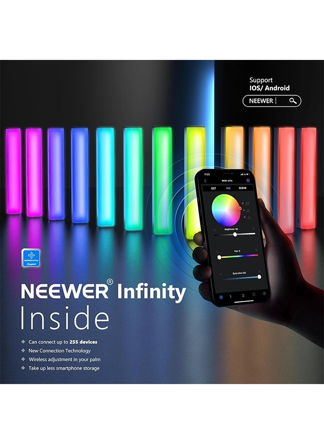 NEEWER RGB LED Video Light Stick, Touch Bar & APP Control, Magnetic Handheld Photography Light, Dimmable 3200K~5600K CRI98+ Full-Color LED Light with 6400mAh Built-in Battery, 17 Light Scenes - RGB1