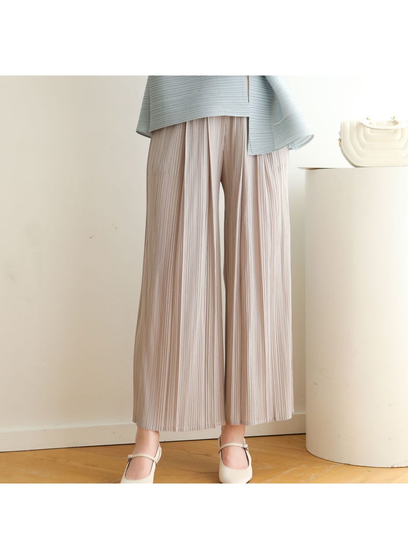 2023 Pleated High-End Plus Size Casual Pants Beige gray