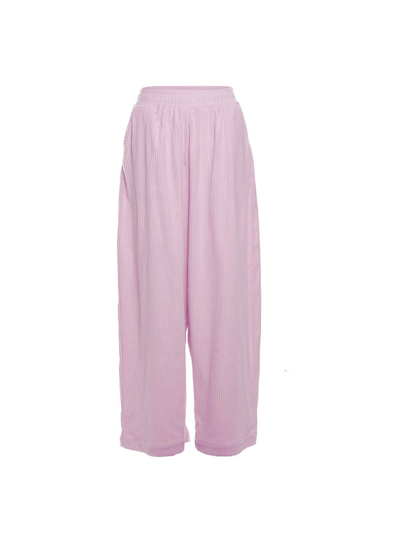 1 x 5 pcs 2023 Autumn Winter High Waist Casual Trousers Pink