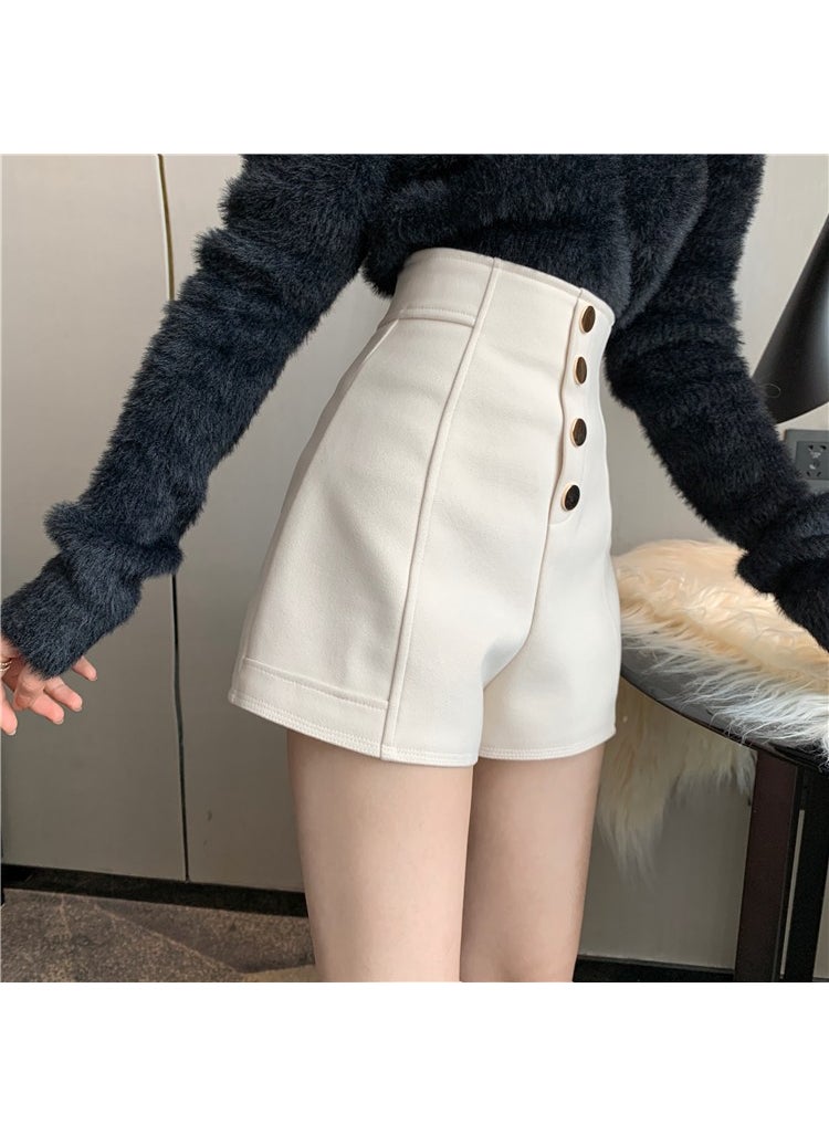 1 x 5 pcs 2023 High-Waist Beige Shorts Women Casual Apricot