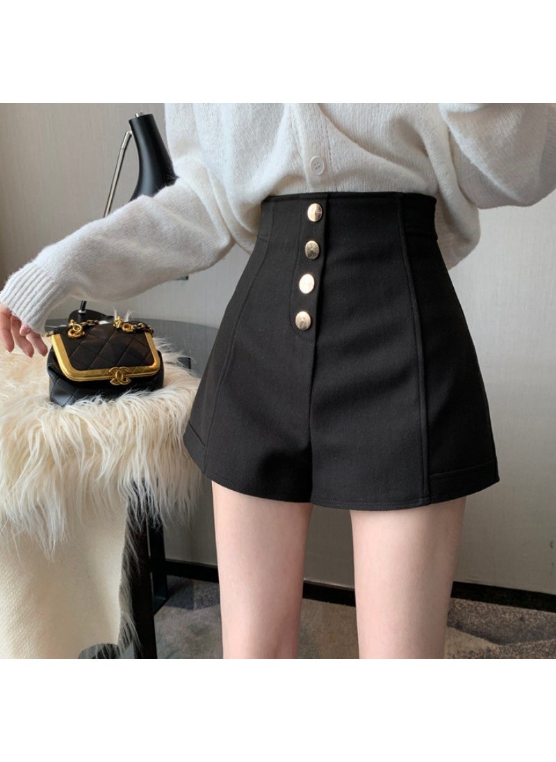 1 x 5 pcs 2023 High-Waist Beige Shorts Women Casual Black