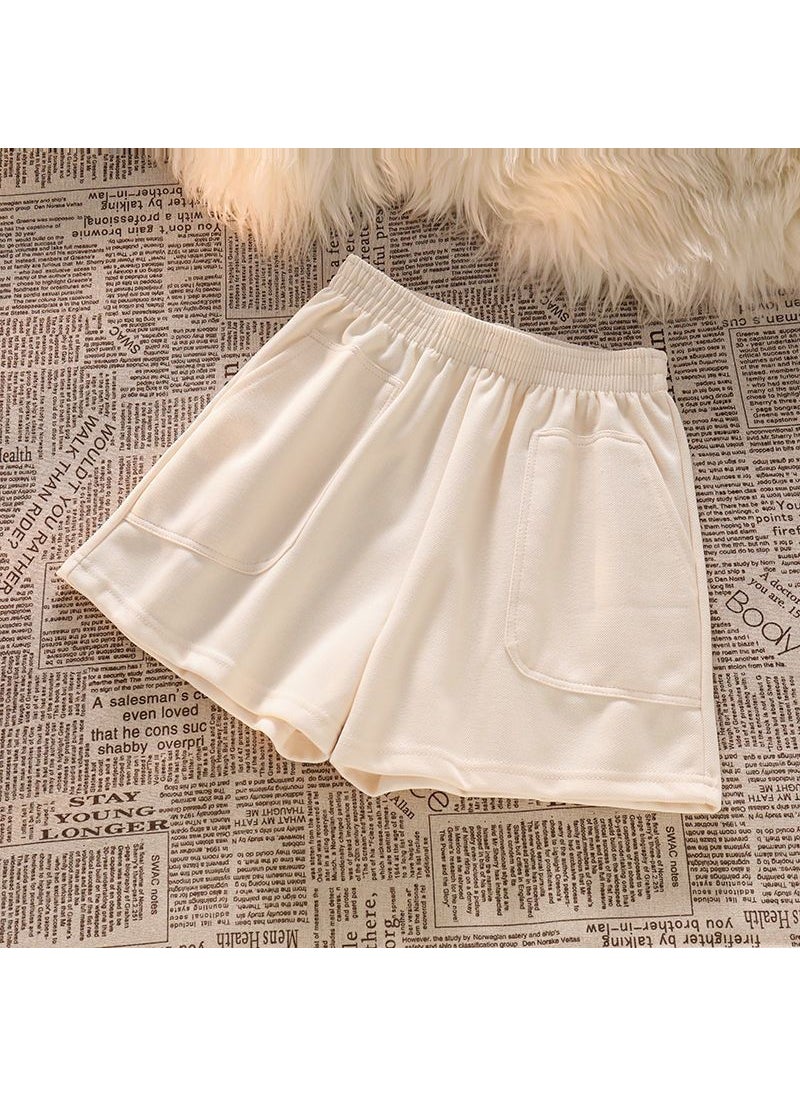 1 x 5 pcs 2024 Fashion High Waist Slimming Womens Casual Shorts Apricot