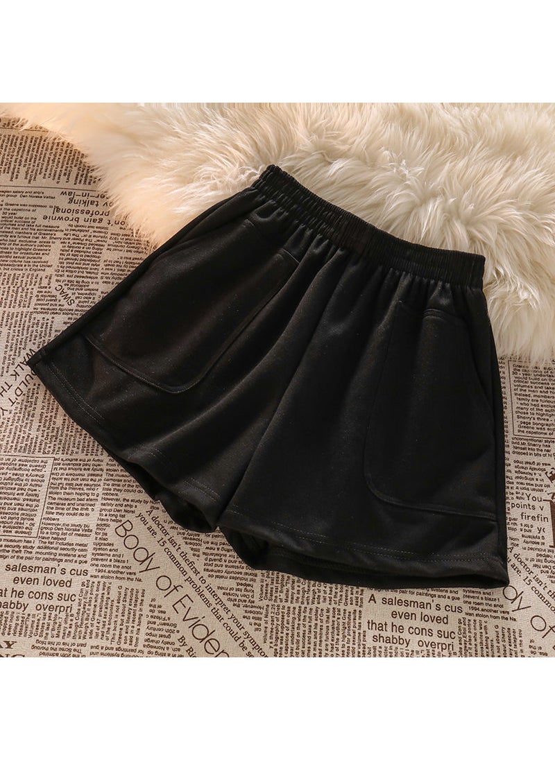 1 x 5 pcs 2024 Fashion High Waist Slimming Womens Casual Shorts Black