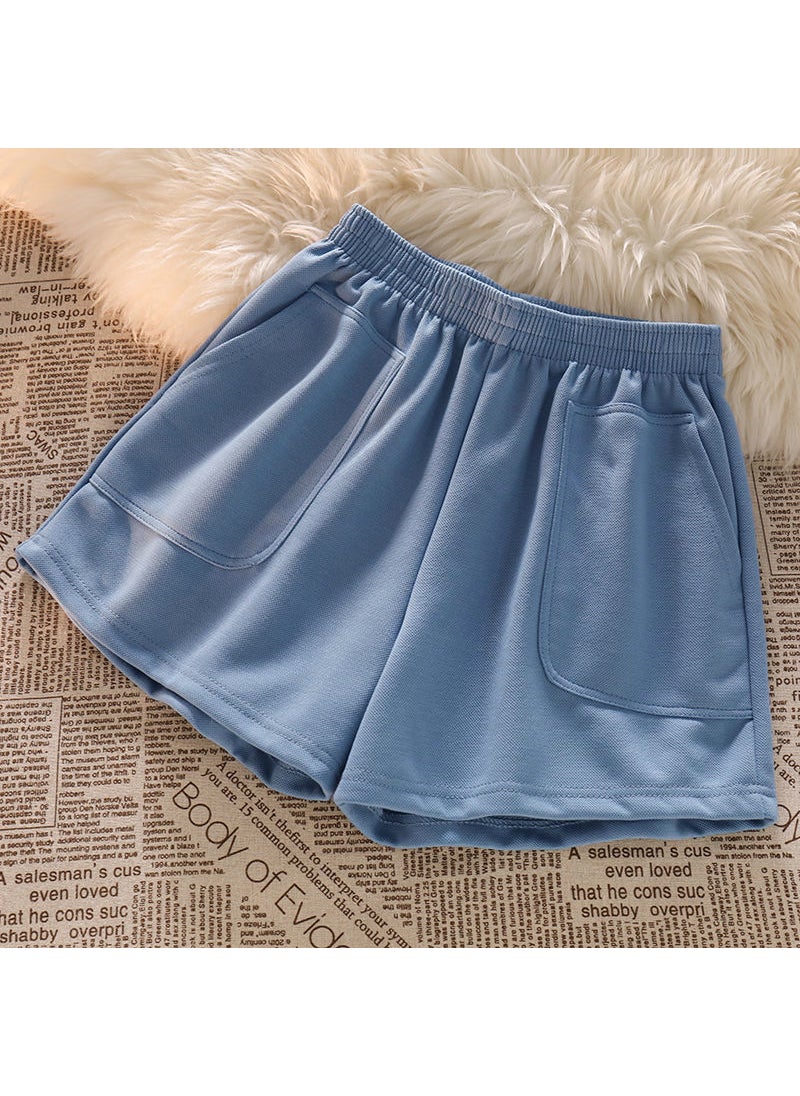 1 x 5 pcs 2024 Fashion High Waist Slimming Womens Casual Shorts Blue