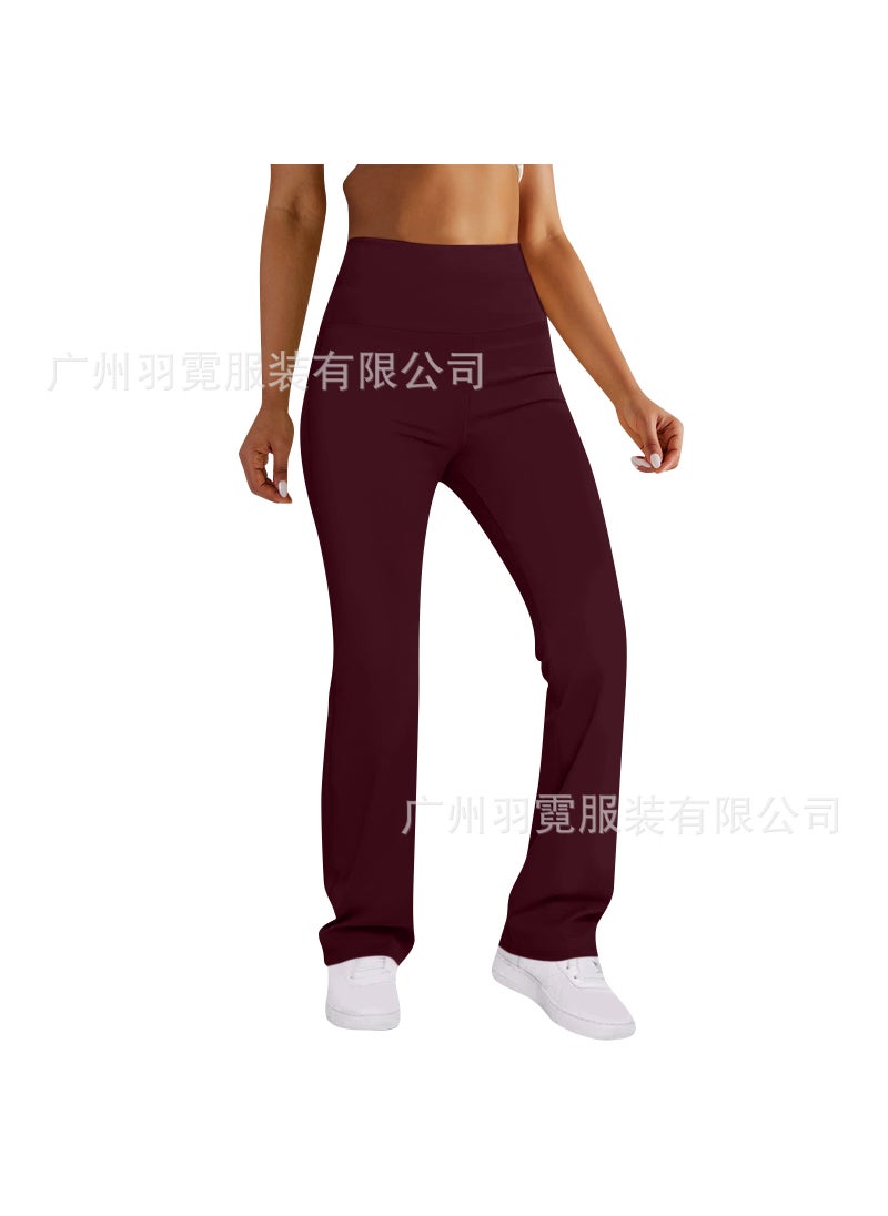 1 x 5 pcs 2024 Spring Casual Quick-Dry Wide-Leg Pants for Women Wine red 11#