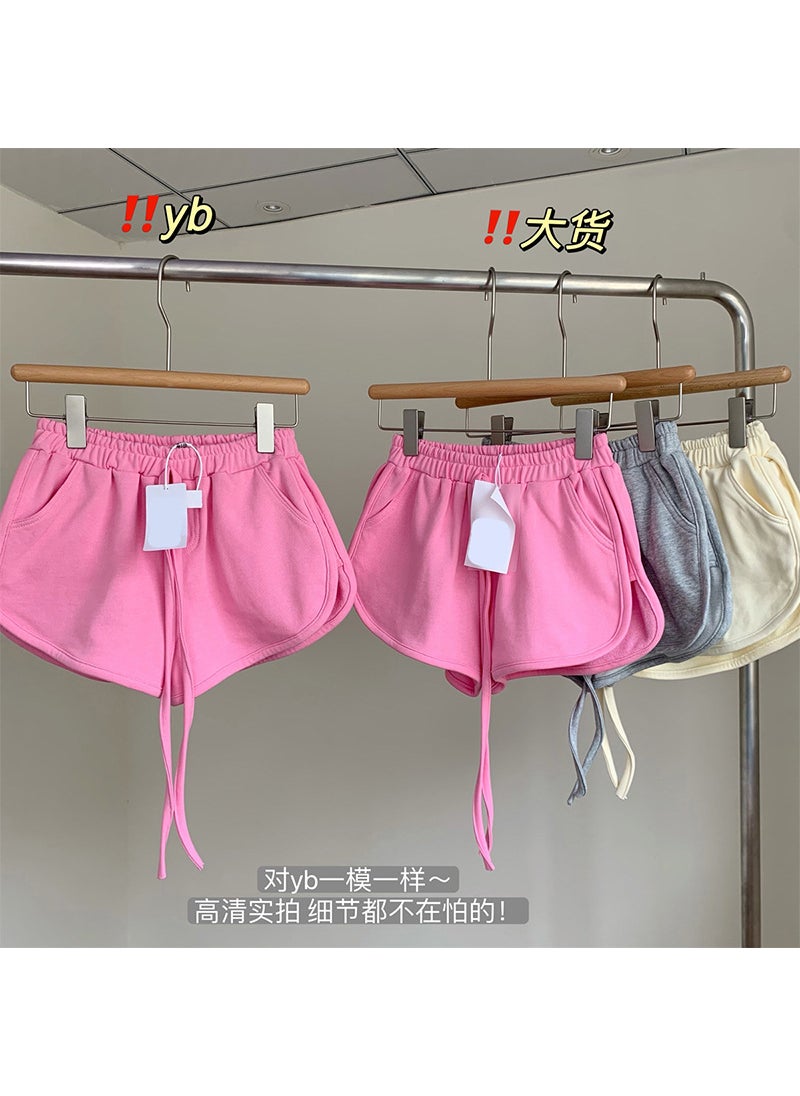 1 x 5 pcs 2023 Womens Casual Shorts High Waist Loose Fit Pink