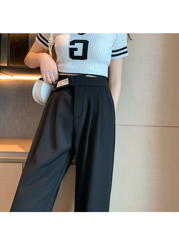 1 x 5 pcs 2024 Summer Peacock High-Waist Slimming Palazzo Pants Black