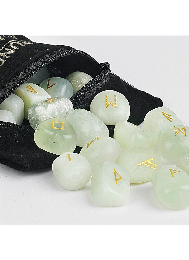 25 Hot-Sale Natural Crystal Rune Stones Carved Rune-Xinshan Jade-English and Chinese Version