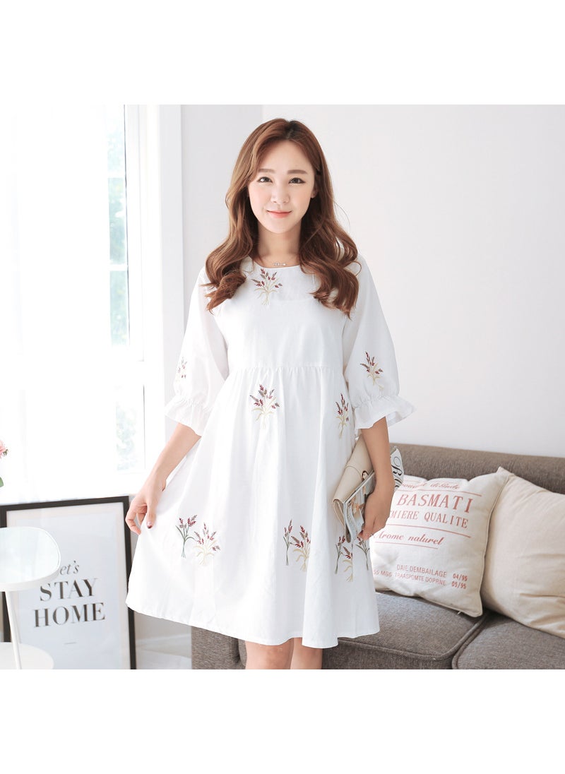 1 x 5 pcs 2023 Summer Maternity Dress Petite White