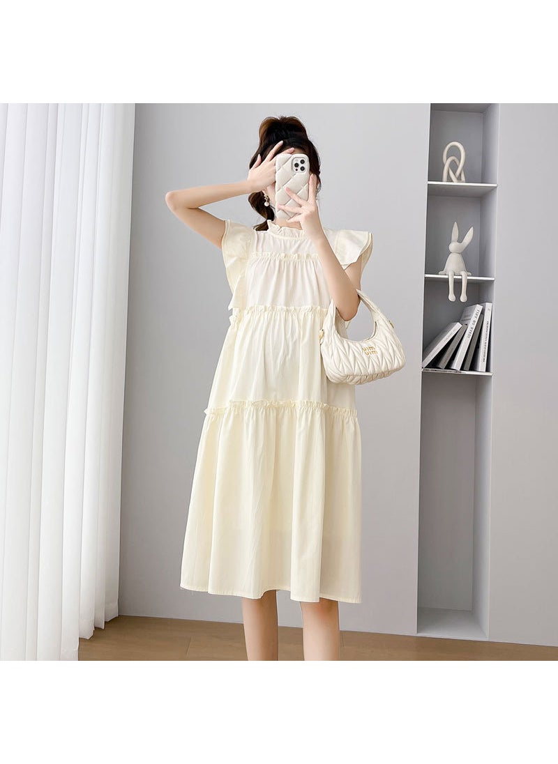 2023 Summer Sweet Maternity Dress Apricot