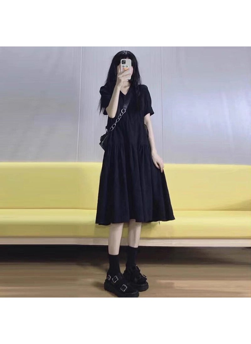 Fashion Maternity Dress Summer Knee-Length Black C#931 Black