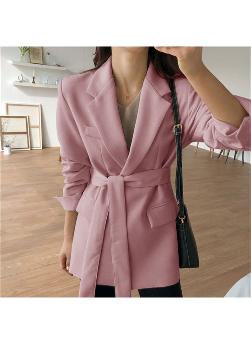 Chic Belted Blazer Coat Womens Spring/Fall 2024 Pink