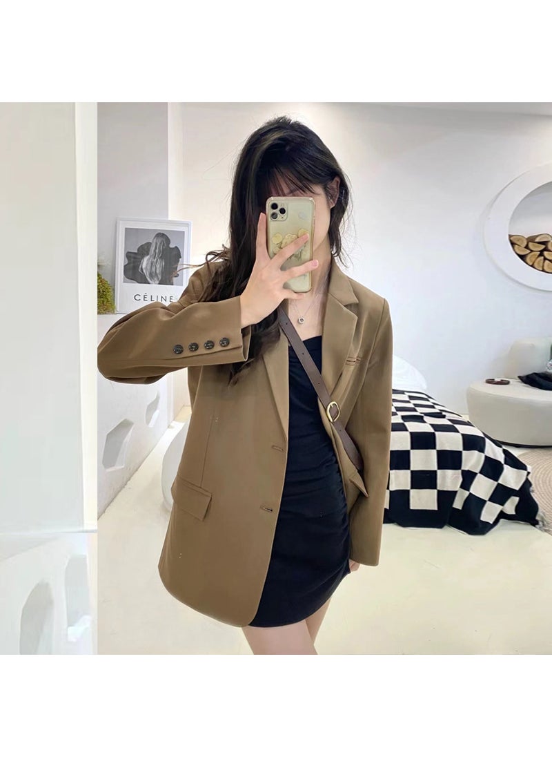 Chic Blazer for Women Spring Autumn 2023 New Korean British Style Casual Jacket Black