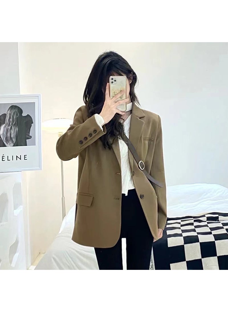 Chic Blazer for Women Spring Autumn 2023 New Korean British Style Casual Jacket Black