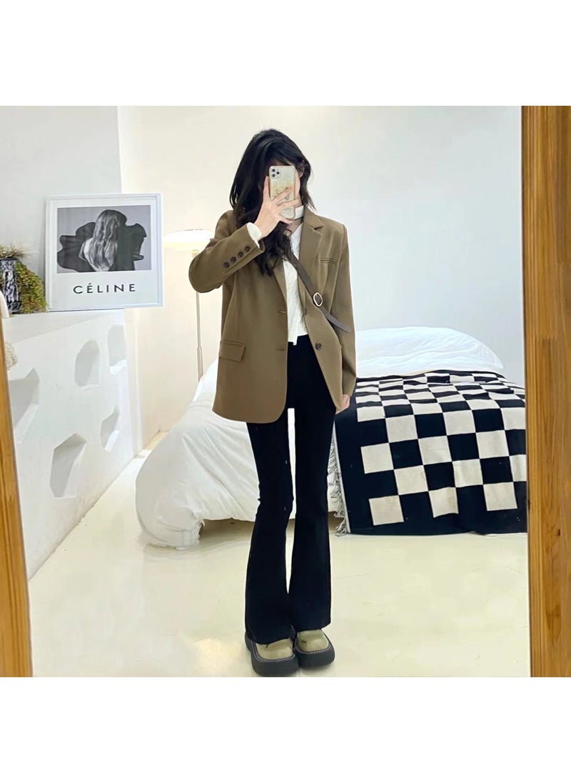 Chic Blazer for Women Spring Autumn 2023 New Korean British Style Casual Jacket Black