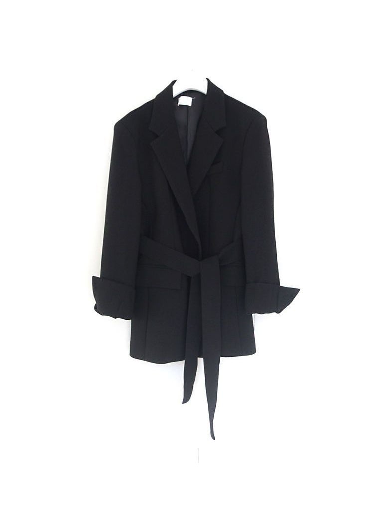 Chic Belted Blazer Coat Womens Spring/Fall 2024 Black