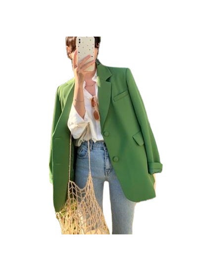 Korean 2023 Spring Candy Color Womens Blazer Mint Green