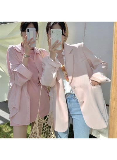 Korean 2023 Spring Candy Color Womens Blazer Mint Green