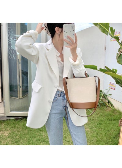 Korean 2023 Spring Candy Color Womens Blazer White