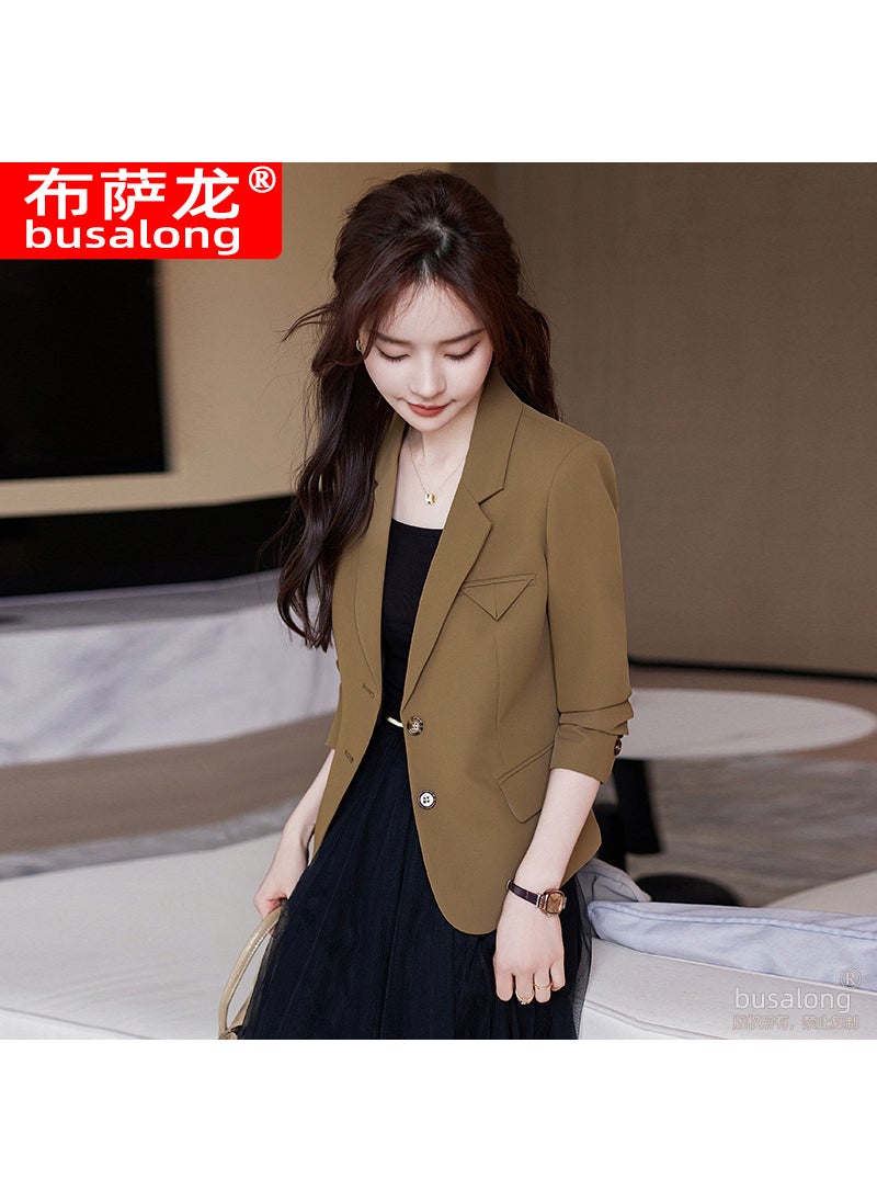 1 x 5 pcs 2023 Busalong Womens Long Sleeve Blazer Beige coat