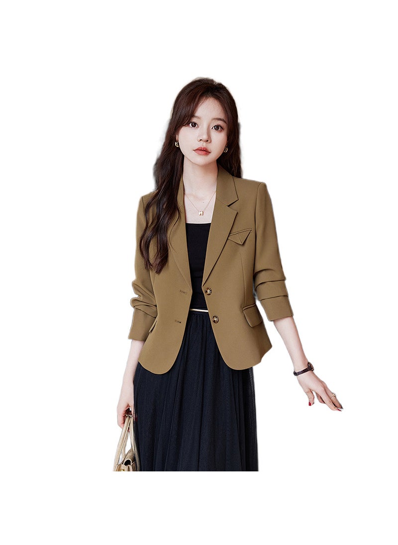 1 x 5 pcs 2023 Busalong Womens Long Sleeve Blazer Beige coat