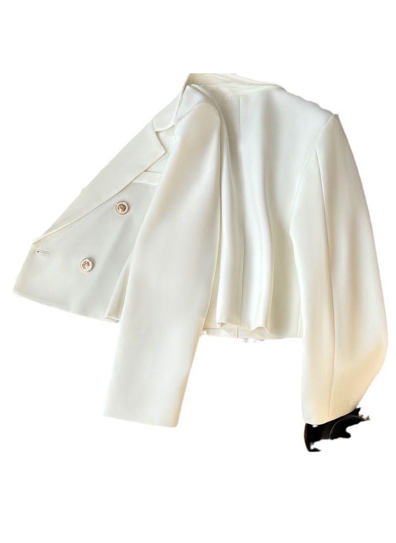 2023 Fall Chic White Blazer Women Slim Fit Casual Long Sleeve Short Black