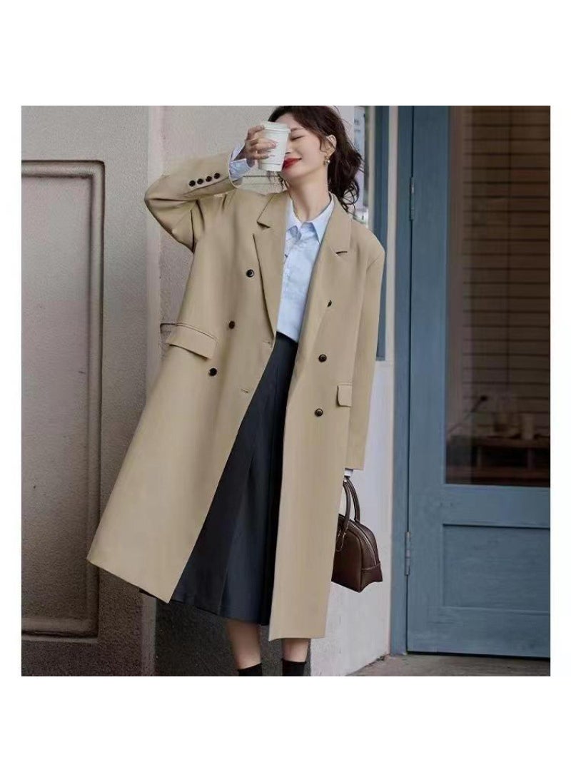 Long Grey Blazer 2023 Korean Loose Fit Womens Khaki